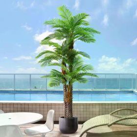 8.5ft Tall Artificial Palm Tree for Outdoors - Triple Phoenix Palm- Perfect for Patio, Poolside, Home Indoor Aesthetic Decor (Color: Triple Phoenix Palm, size: 8.5ft)