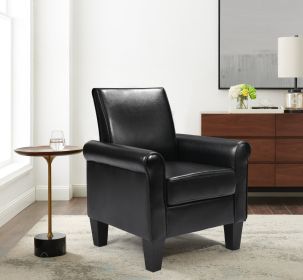 Only Pick Up Accent Chairs, Comfy Sofa Chair, Armchair for Reading, Living Room, Bedroom, Office,Waiting Room, PU leather (Color: Black)