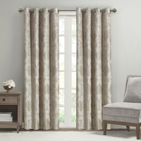 Knitted Jacquard Paisley Total Blackout Grommet Top Curtain Panel (Color: as Pic)