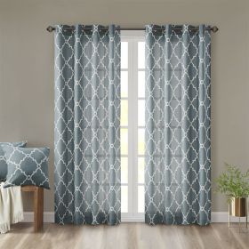 Fretwork Print Grommet Top Window Curtain Panel(Only 1 Pc Panel) (Color: as Pic)