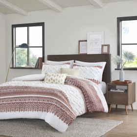 3 Piece Cotton Duvet Cover Set with Chenille Tufting (Color: as Pic)