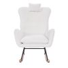 Teddy Upholstered Nursery Rocking Chair for Living Room Bedroom(WHITE Teddy)