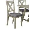 6 Piece Dining Table Set Wood Dining Table and chair Kitchen Table Set with Table;  Bench and 4 Chairs;  Rustic Style; White+Gray