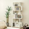 6-Tier S-Shaped Freestanding Bookshelf with Cabinet and Doors