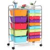 15-Drawer Utility Rolling Organizer Cart Multi-Use Storage