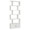 6-Tier S-Shaped Freestanding Bookshelf with Cabinet and Doors